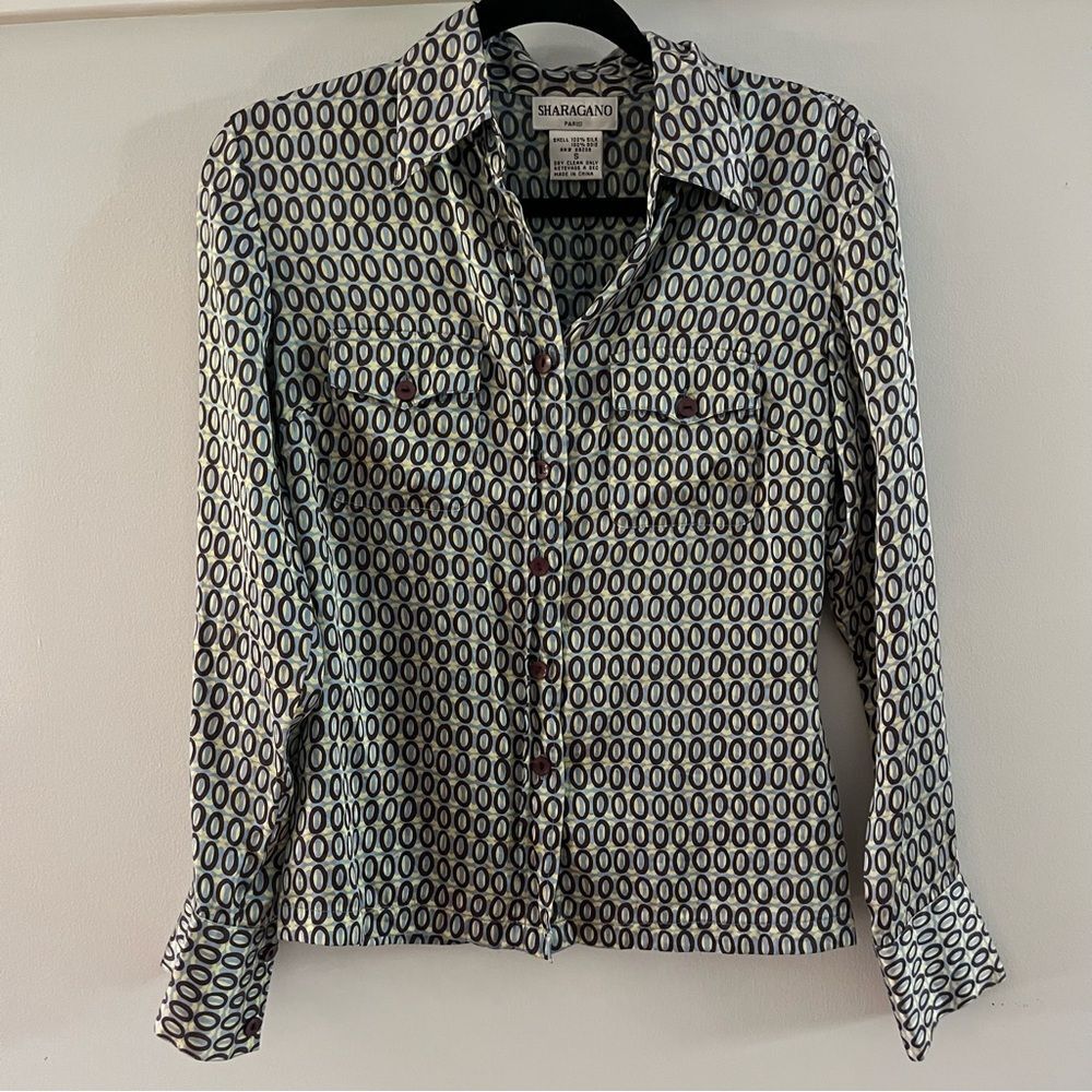 VINTAGE LADIES SHARAGANO PARIS SILK BLOUSE “O” SIZE -Small- Gorgeous!